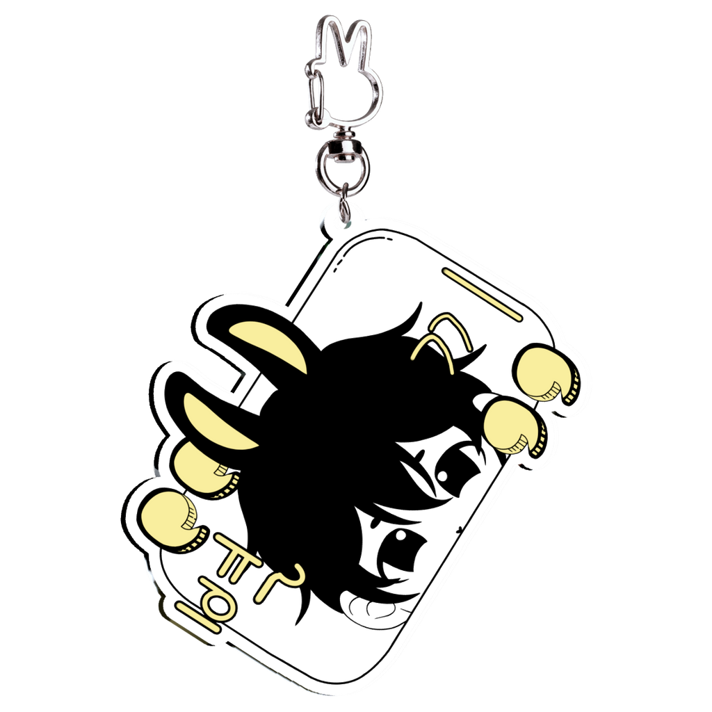 chibi Byulki the bunny star- keychain silly eyes
