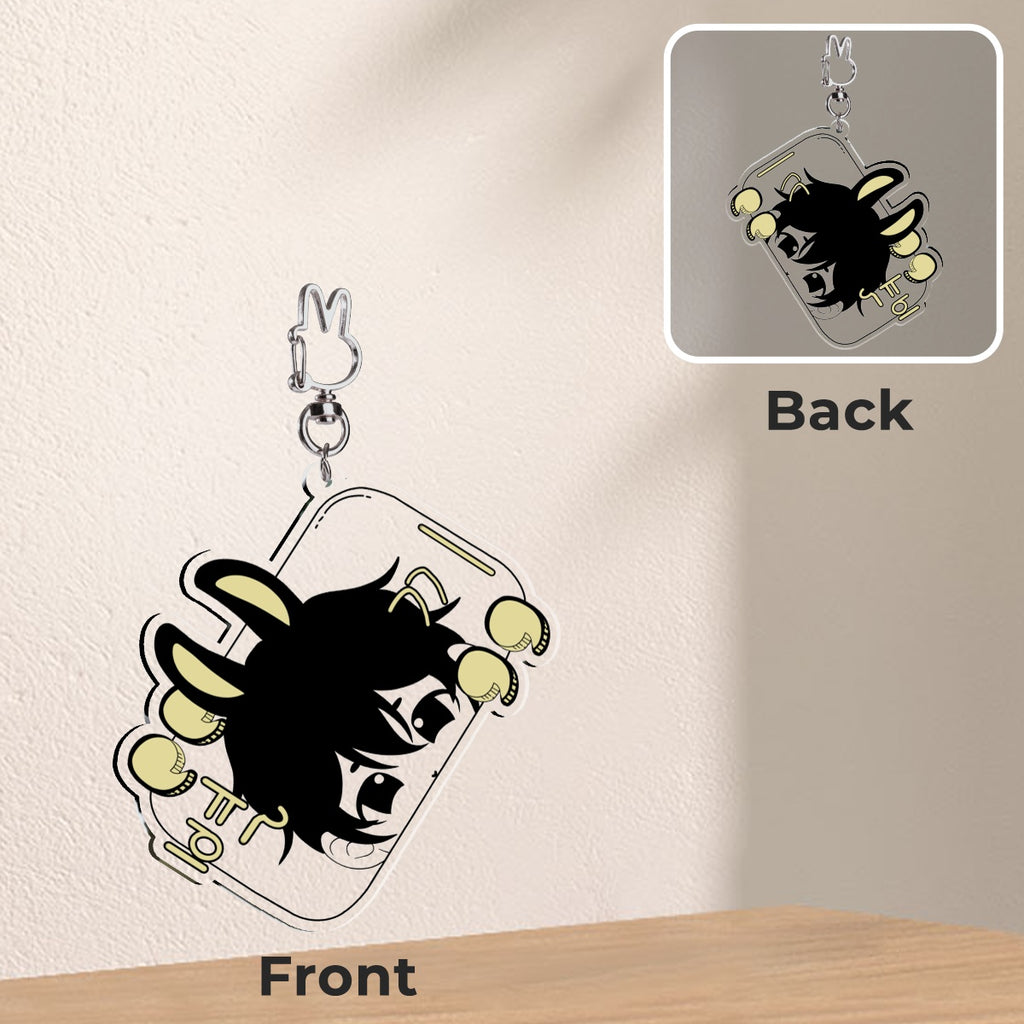 chibi Byulki the bunny star- keychain silly eyes