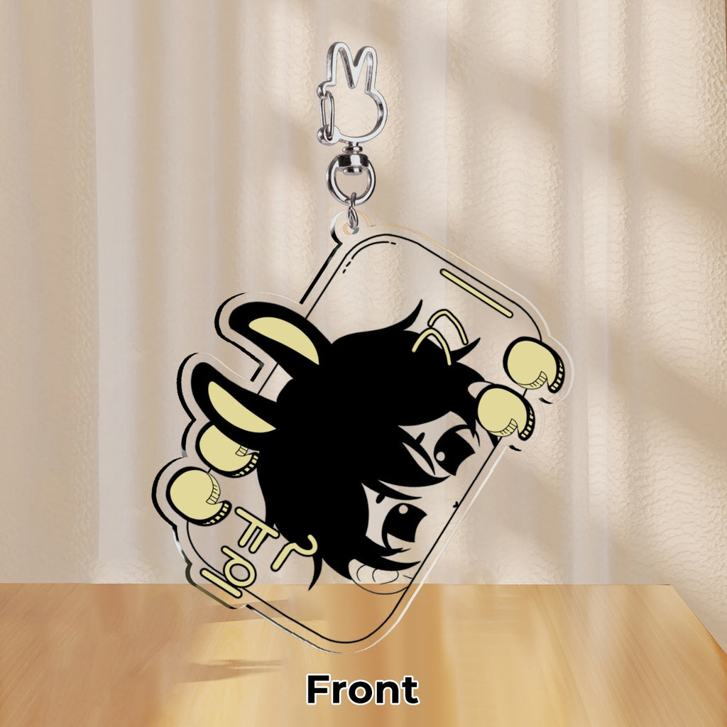 chibi Byulki the bunny star- keychain silly eyes