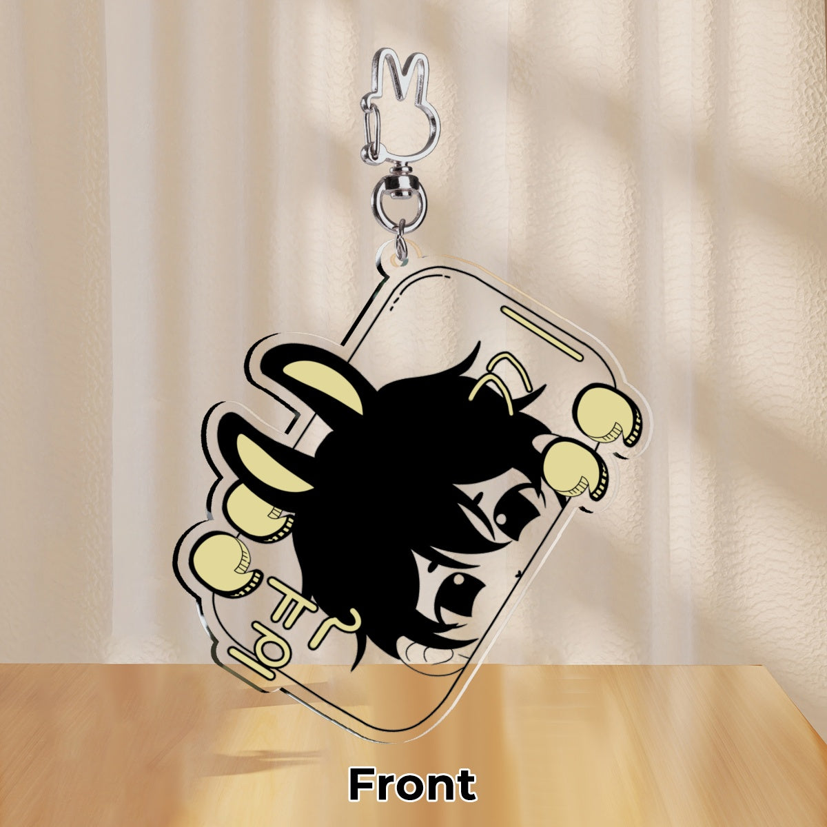 chibi Byulki the bunny star- keychain silly eyes