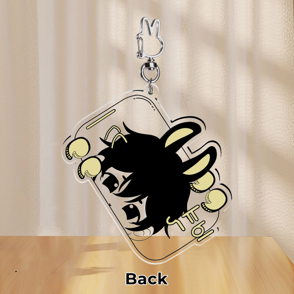 chibi Byulki the bunny star- keychain silly eyes